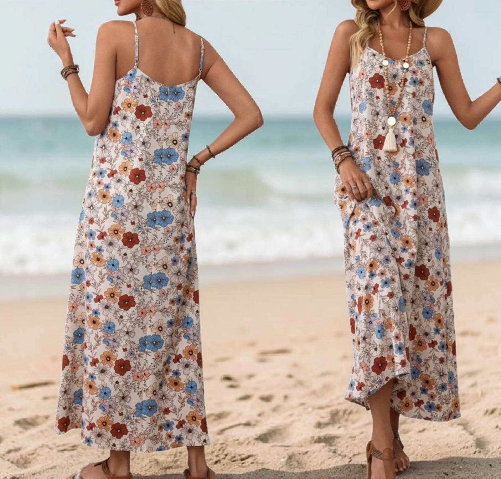 Robe longue fines bretelles imprimé floral taille S Emery Rose neuve